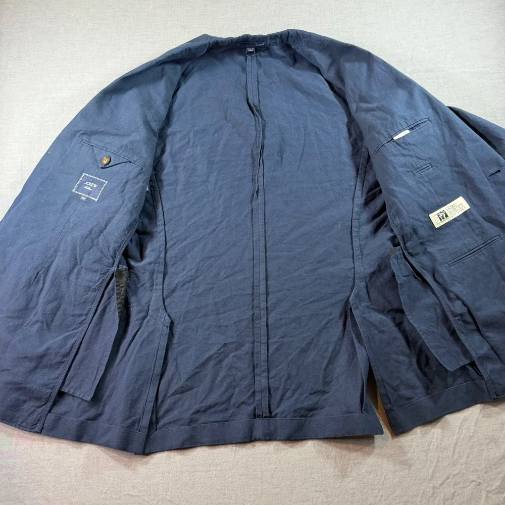 J.Crew Ludlow Linen Blazer Mens 36R Navy Blue Excellent Baird McNutt Irish Linen